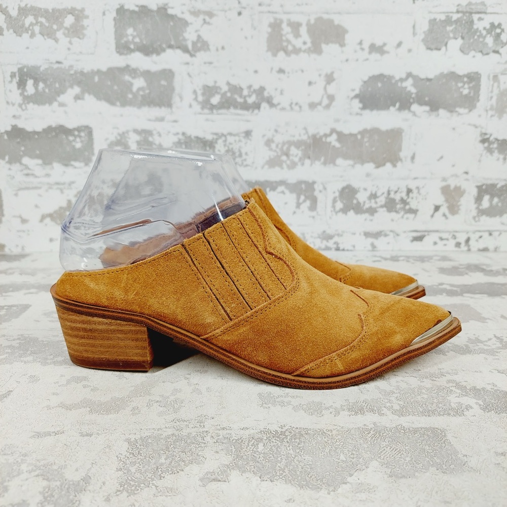 NEW Chinese Laundry Los Angeles Tan Brown Leather Western Mules V69 - Picture 6 of 12